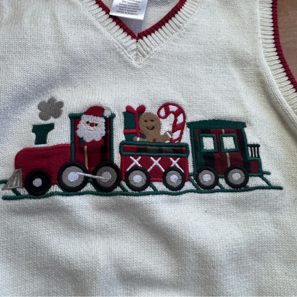 Gymboree Christmas train cotton sweater vest size 3t